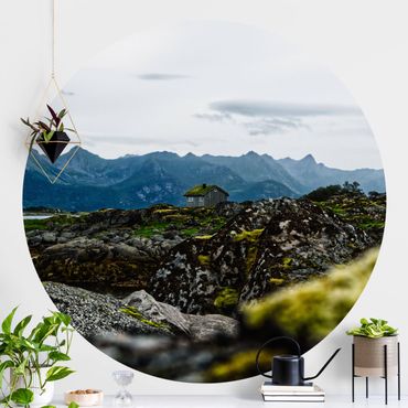 Okrągła tapeta samoprzylepna - Domek jednoosobowy w Norwegii