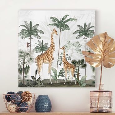 Obraz na płótnie - Elegancja żyraf w dżungli - Kwadrat 1:1