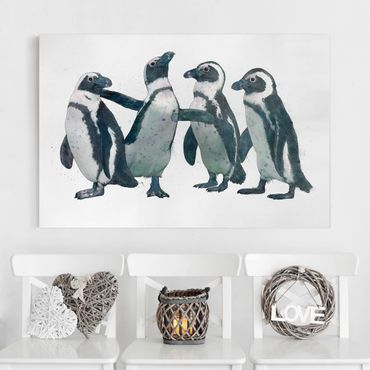 Obraz na płótnie - Ilustracja pingwinów czarno-biały Akwarela
