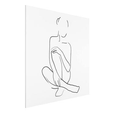 Obraz Forex - Line Art Kobieta siedzi czarno-biały