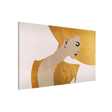 Tablica magnetyczna - Dama w kapeluszu w kolorze złotym