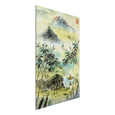 Obraz Alu-Dibond - Japoński rysunek akwarelą Las bambusowy