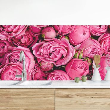 Panel ścienny do kuchni - Różowe piwonie