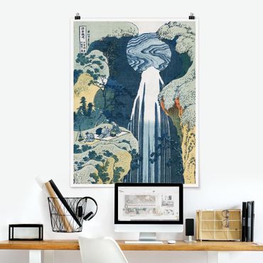 Plakat - Katsushika Hokusai - Wodospad Amidy