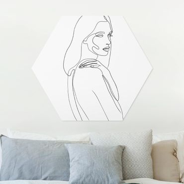 Obraz heksagonalny z Forex - Line Art Woman Shoulder czarno-biały