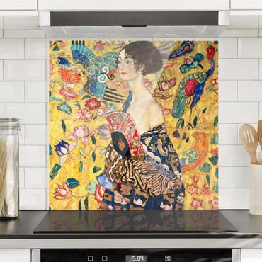 Panel szklany do kuchni - Gustav Klimt - Dama z wachlarzem