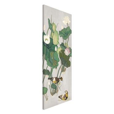 Tablica magnetyczna - Ilustracja w stylu vintage Kwiaty lotosu w stawie