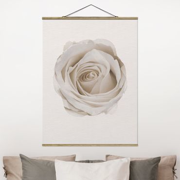 Plakat z wieszakiem - Akwarele - Piękna biała róża