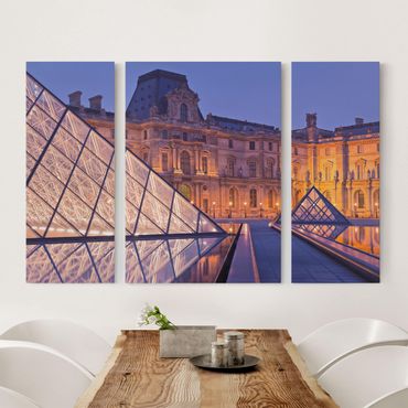 Obraz na płótnie 3-częściowy - Louvre Paryż nocą