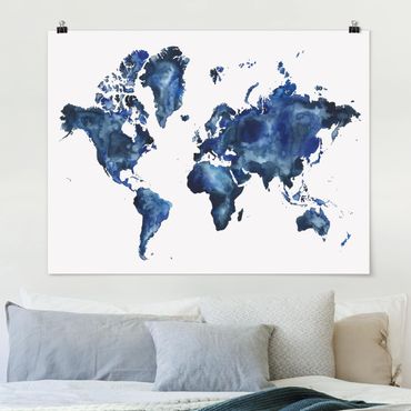 Plakat - Wodna mapa świata światło