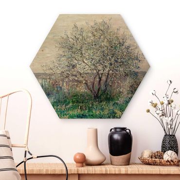 Obraz heksagonalny z drewna - Claude Monet - wiosenny nastrój