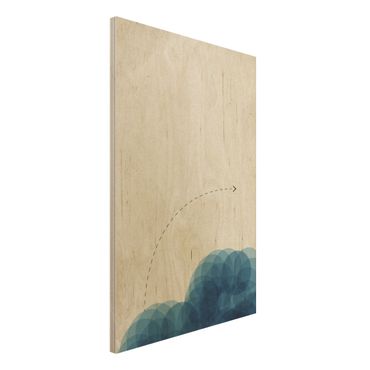 Obraz z drewna - Abstrakcyjne kształty - koła w kolorze niebieskim