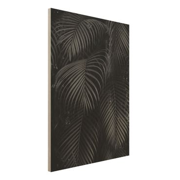 Obraz z drewna - Czarne liście palmy