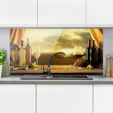 Panel szklany do kuchni - Wino z widokiem