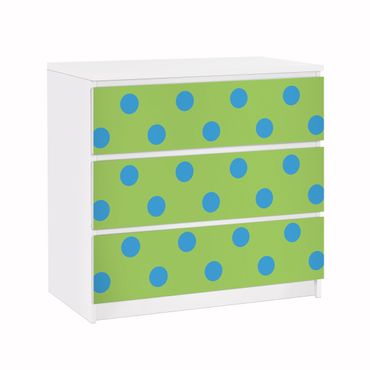 Okleina meblowa IKEA - Malm komoda, 3 szuflady - Nr DS92 Dot Design Girly Green