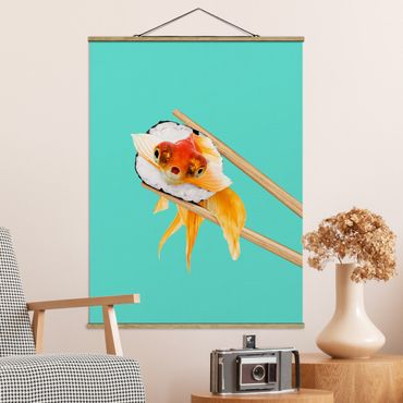 Plakat z wieszakiem - Sushi z złotą rybką