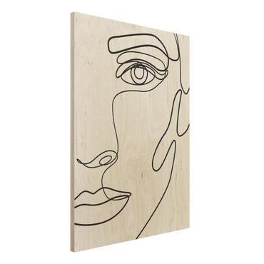 Obraz z drewna - Linia Art portret kobiety czarno-biały