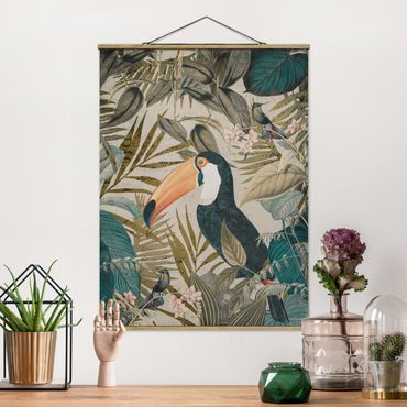 Plakat z wieszakiem - Kolaże w stylu vintage - Tukan w dżungli