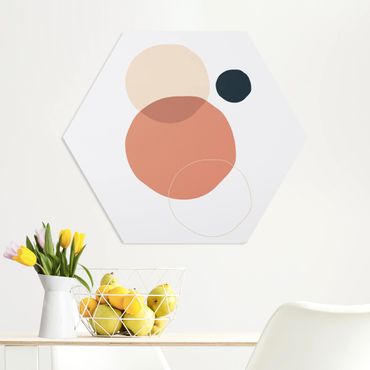 Obraz heksagonalny z Forex - Line Art Pastelowe kółka