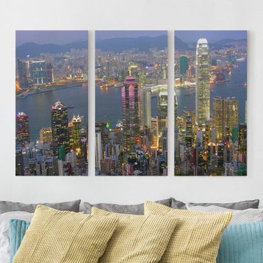 Obraz na płótnie 3-częściowy - Skala nieba Hongkongu
