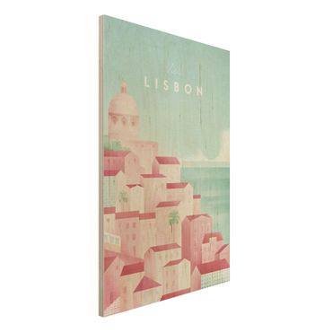 Obraz z drewna - Plakat podróżniczy - Lizbona
