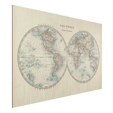 Obraz Alu-Dibond - Mapa świata w stylu vintage Dwie półkule
