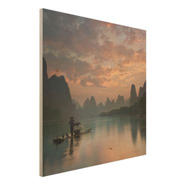 Obraz z drewna - Wschód słońca nad rzeką Chińską