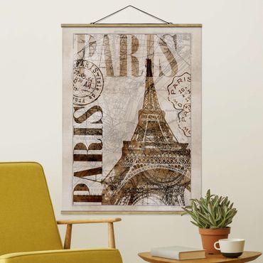 Plakat z wieszakiem - Kolaż w stylu shabby chic - Paryż