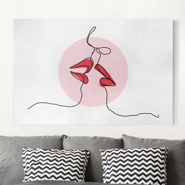 Obraz na płótnie - Line Art Lips Kiss