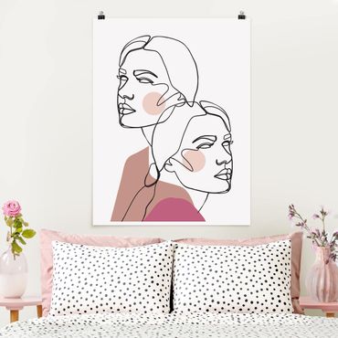 Plakat - Linia Art Kobiety portret policzki różowy