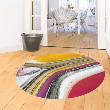 Okrągły dywan winylowy - Gra kolorów w kalifornijskim słonym jeziorze