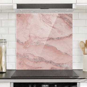 Panel szklany do kuchni - Eksperymenty z kolorami Róż marmurkowy i brokat