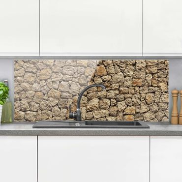 Panel szklany do kuchni - Stary mur z kostki brukowej