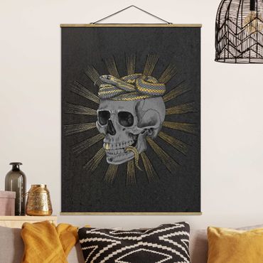 Plakat z wieszakiem - Ilustracja czaszki i węża Czarne złoto