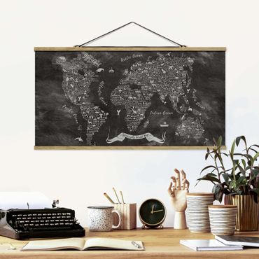 Plakat z wieszakiem - Kredka typograficzna Mapa świata