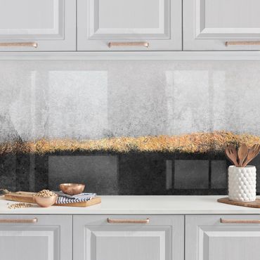 Panel ścienny do kuchni - Abstrakcja Złoty horyzont czarno-biały