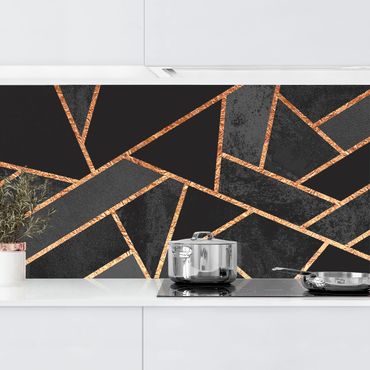 Panel ścienny do kuchni - Czarne trójkąty złote
