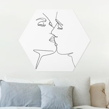 Obraz heksagonalny z Forex - Line Art Pocałunek twarzy czarno-biały