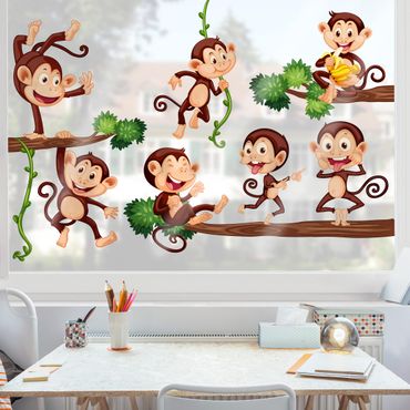 Naklejka na okno - Rodzina małp