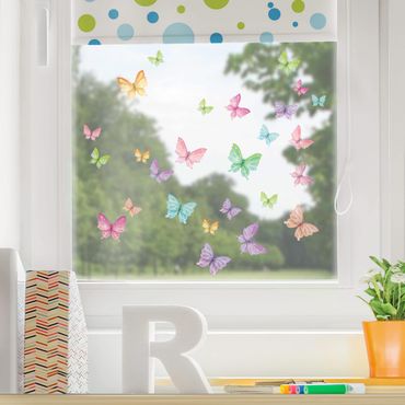 Naklejka na okno - Zestaw brokatowych motyli