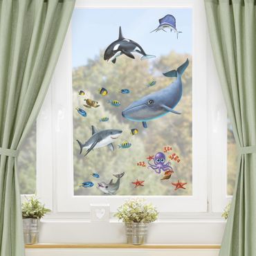 Naklejka na okno - Zwierzęta w morzu