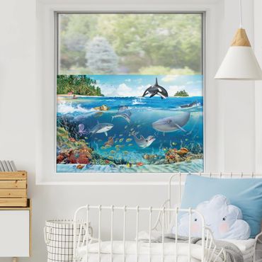 Folia okienna - Podwodny świat z zwierzętami
