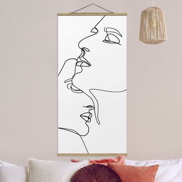 Plakat z wieszakiem - Line Art Czułe twarze Czarno-białe
