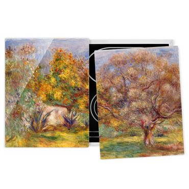 Szklana płyta ochronna na kuchenkę 2-częściowa - Auguste Renoir - Ogród z drzewami oliwnymi