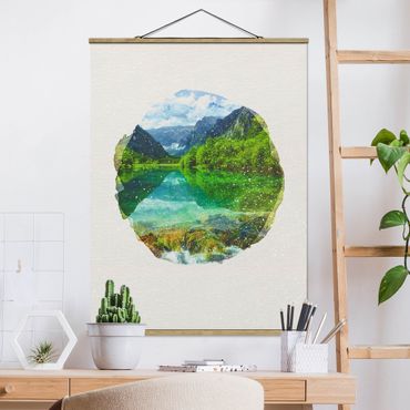 Plakat z wieszakiem - Akwarele - Jezioro górskie z odbiciem