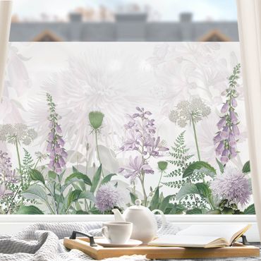Folia okienna - Naparstnica na delikatnej kwiatowej łące