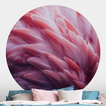 Okrągła tapeta samoprzylepna - Zbliżenie na pióra flaminga