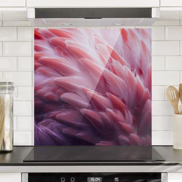 Panel szklany do kuchni - Zbliżenie na pióra flaminga