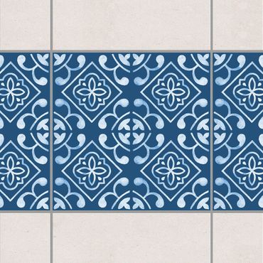 Naklejka na płytki - Ciemnoniebiesko-biała seria wzorów Nr 02