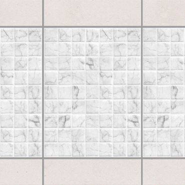 Naklejka na płytki - Płytka mozaikowa o wyglądzie marmuru Bianco Carrara